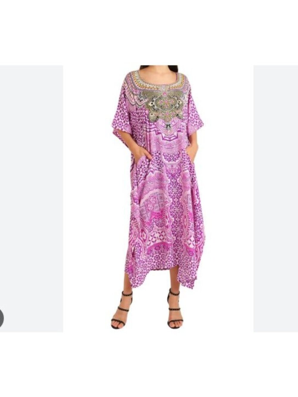Miss Lavish London Boho Kaftan Dress Mumu Size 14-18 Purple New Casual